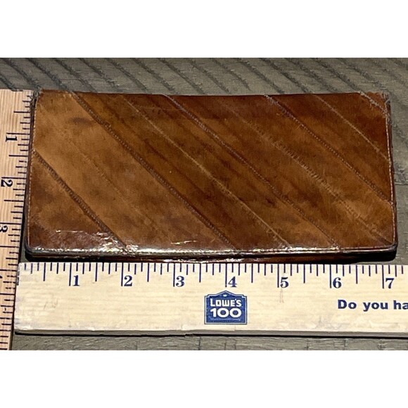 Vintage Wallet EEL SKIN Checkbook Billfold brown retro 4x7 - Picture 10 of 10